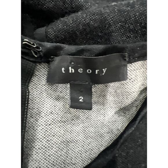 Theory Size 2 Nikay Jackson Fit Flare Sleeveless Wool Blend Dress Gray Stretch - Picture 7 of 8